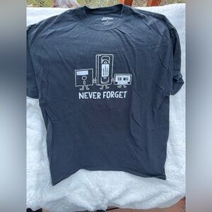 Black Graphic T-Shirt with 'Never Forget' Design